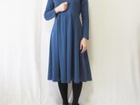 【M】アーミッシュ風シンプルワンピース◇長袖（ブルー）