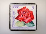 旧東ドイツ　薔薇切手ブローチ2118の画像