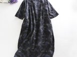 f186(再販)抽象的な柄　大きサイズ　コクーン　シルエット　着やせ効果　綿麻ワンピース　半袖