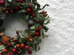 冬の窓辺リース　赤い実のほっこりリースの画像