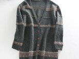 f203(再販2)太めの糸で編んだざっくりとした素朴な印象のカーディガン　ゆったり　ポケット付き