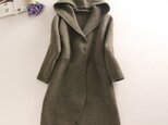 f205（再販3）数限定 オリーブ色　ウール混のエアリーな素材が着こなしに　大人かわいい空気感をもたらす　ロングコート　