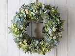 アナベルと紫陽花の爽やかリース