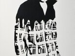 チェックシャツの男性 F6サイズ絵画の画像