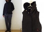 黒リネン×woolボア　あったか衿ベスト　リバーシブル