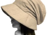 変り織リブニット/つば広女優帽子(ゆったりサイズ)◆ナチュラル系の画像