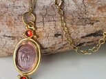 F様　古代スタイル＊ベネチアンガラス　印章　ピンク＊ネックレス　スターリングシルバー（ゴールド）