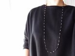送料無料 小粒バロックパールのステーションネックレス Black