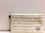 【送料無料】スマイル☆ニコちゃんニットポーチ(ホワイト)の画像