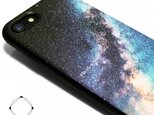 iPhone7/8/iPhoneSE2/iPhoneSE3　軽量レザーケースiphone7カバー（天の川×ブラック）夜空　星空の画像