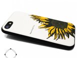 iPhone7/8/iPhoneSE2/iPhoneSE3　軽量レザーケースカバー（ホワイト×ブラック）ひまわり　向日葵の画像