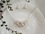 Sale!ピュアホワイト コットンパールボリュームネックレス & ピアス or ノンホールピアスorイヤリングの画像