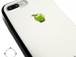 iphone7plusケース/iphone8plusケース(5.5インチ用)レザーケースカバー(オフホワイト)青リンゴ