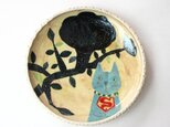 A flower and supercat, 花とスーパー猫, 子供食器,cute plate ,ceramic japanの画像