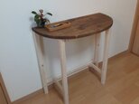ナチュラル半円デスク(脚部クリアー仕上げ)の画像