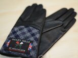 【ブリティッシュウール&レザー手袋】（レディース22cm/ブルー/13283）の画像