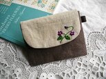 モカリネンＩＣカードケース刺繍スミレ