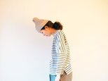 Cotton Border drop shoulder cut-sew LADY'S BEIGE×NAVYの画像