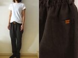 【受注制作】すみ茶極厚リネン　ゆるりパンツ〈S・М・Ｌsize〉