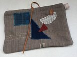手織り木綿のコラージュ バッグインバッグの画像
