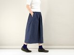 タックギャザースカート綿麻ネイビー#134