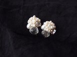 送料無料  シードパールと水晶の刺繍イヤリング