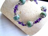 チベッタンビーズ（ターコイズ）とアメジストのネックレス