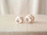 送料無料【刺繍ピアス】Seed Pearl × petal
