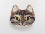 猫顔フェルトブローチ（きじとら）の画像