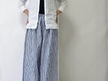 大人カジュアル♡マキシ丈ガウチョパンツ・Ｃ&Ｓハーフリネン・旬ストライプ