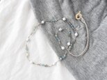 White＆Blue-gray Long Necklaceの画像