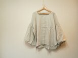 ★en-enフランスリネン・バルーン袖羽織・アイスグレーの画像