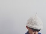 【受注製作】オーガニックコットンガラ紡ロールどんぐり帽子(生成)の画像