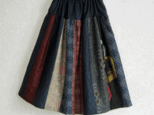 着物リメイク♪９種類の大島紬の２段ティアードスカート（裏地付き）の画像