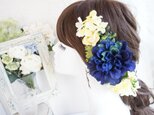 Blue Dahlia*　＊サムシングブルー＊blue＆yellowのヘッドフラワー　の画像