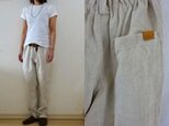 【受注制作】ミルキーホワイト極厚リネン　ゆるりパンツ