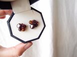 送料無料【刺繍ピアス】garnet ×  Baroque Pearl