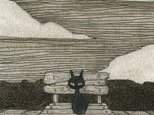 0192「ベンチ猫」ペン・水彩画　原画の画像