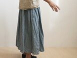 リネンギャザースカート＊杢ブルー