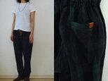 【Мサイズ】ブラックウォッチリネン　ゆるりパンツ