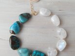 K14GF azurite crysocolla & moonstone bracelet