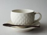 しのぎ カップ&ソーサー クリームホワイトの画像