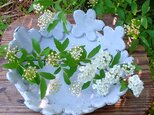 白いお花のかんむり鉢の画像