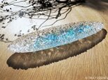 ガラスのインテリアトレイ -「 KAKERAの光 」 ● ターコイズブルー・28cmの画像