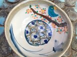 再出品・花の樹と青い鳥の御飯茶碗の画像