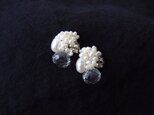 送料無料  シードパールと水晶の刺繍ピアス