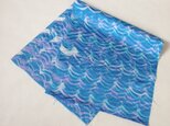 絹手染ハギレ（19cm×40cm・波青緑紫）の画像