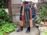 リメイクスカート☆手描き染めの木綿でたっぷりふんわりキュート☆79㎝丈の画像