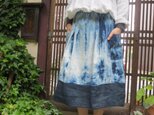 爽やか藍染暈しのキュートなスカート夏のおでかけに♪73㎝の画像