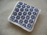 ◆◇◆レトロ花刺繍のハンカチ【blue】◆◇◆の画像